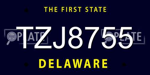 TZJ8755 Delaware License Plate