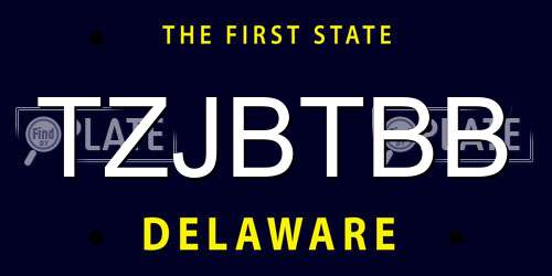 TZJBTBB Delaware License Plate