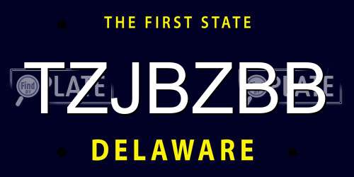 TZJBZBB Delaware License Plate
