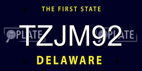 TZJM92 Delaware License Plate