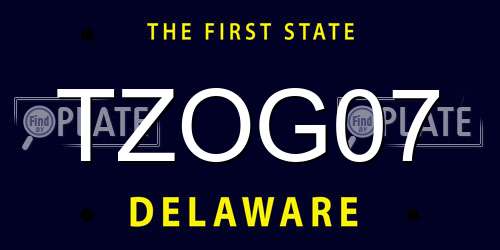 TZOG07 Delaware License Plate