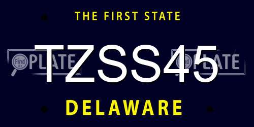 TZSS45 Delaware License Plate