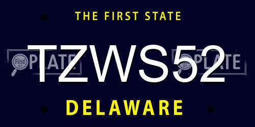TZWS52 Delaware License Plate