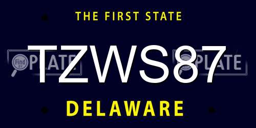 TZWS87 Delaware License Plate