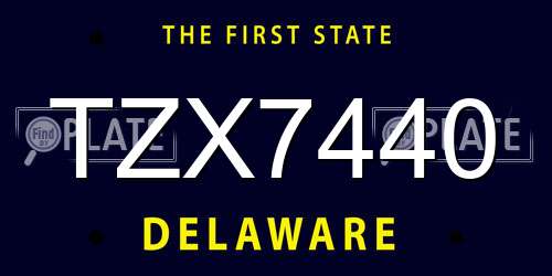 TZX7440 Delaware License Plate