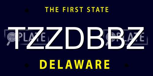 TZZDBBZ Delaware License Plate