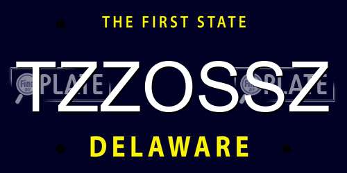 TZZOSSZ Delaware License Plate
