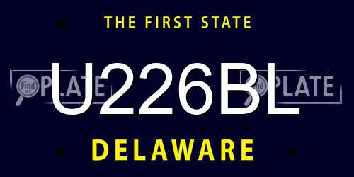 U226BL Delaware License Plate
