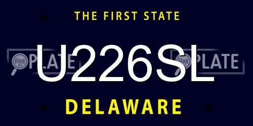 U226SL Delaware License Plate