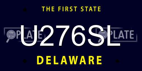 U276SL Delaware License Plate