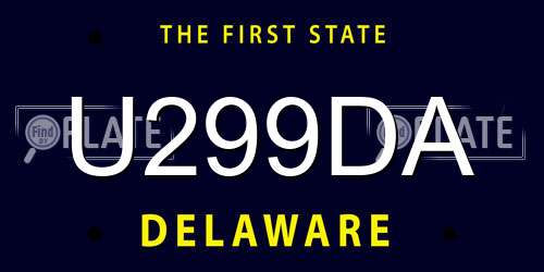 U299DA Delaware License Plate