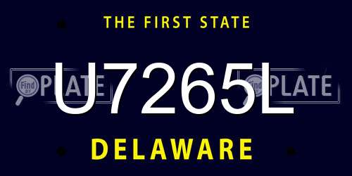 U7265L Delaware License Plate