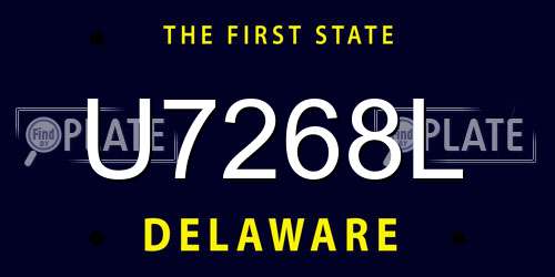 U7268L Delaware License Plate