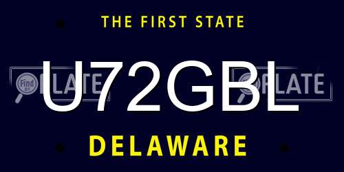 U72GBL Delaware License Plate
