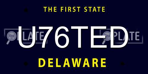 U76TED Delaware License Plate