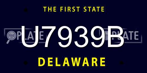 U7939B Delaware License Plate