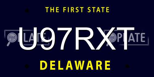 U97RXT Delaware License Plate