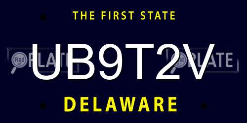 UB9T2V Delaware License Plate