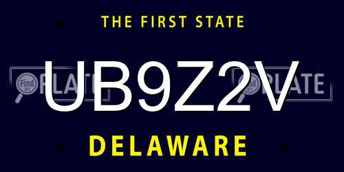UB9Z2V Delaware License Plate