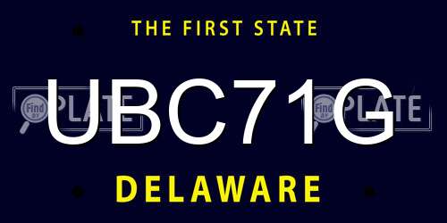 UBC71G Delaware License Plate