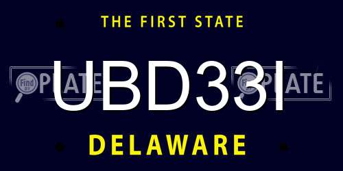 UBD33I Delaware License Plate