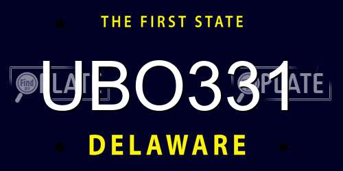UBO331 Delaware License Plate