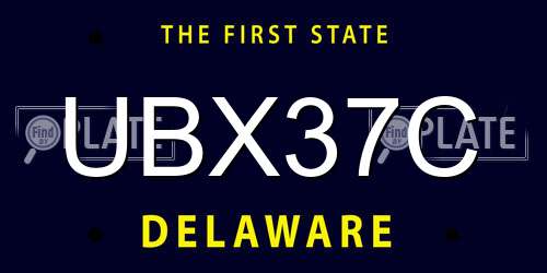 UBX37C Delaware License Plate