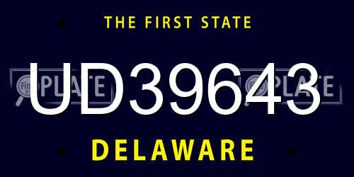 UD39643 Delaware License Plate
