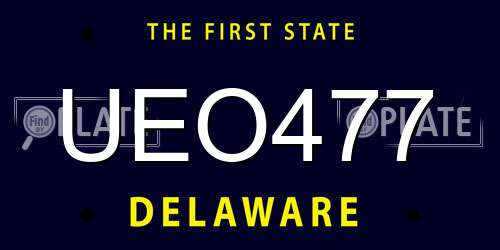 UEO477 Delaware License Plate