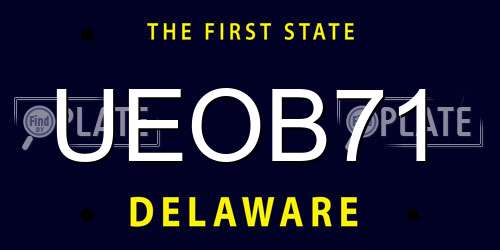 UEOB71 Delaware License Plate