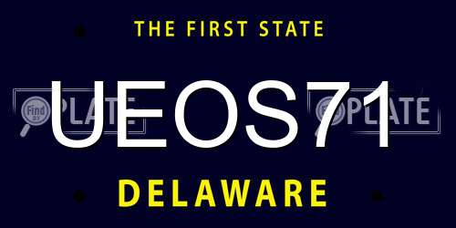 UEOS71 Delaware License Plate