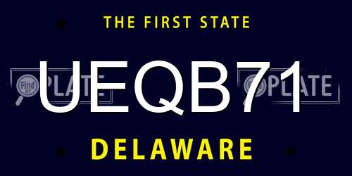 UEQB71 Delaware License Plate