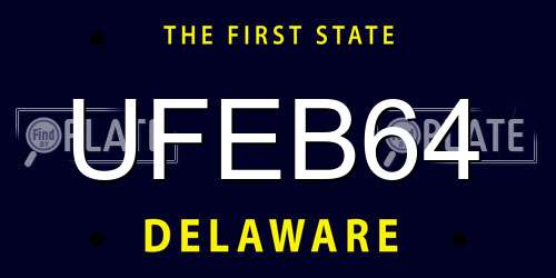 UFEB64 Delaware License Plate