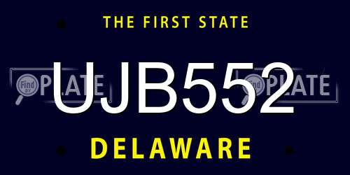 UJB552 Delaware License Plate