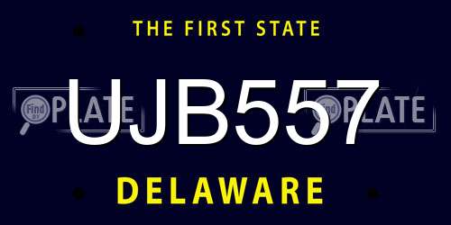 UJB557 Delaware License Plate