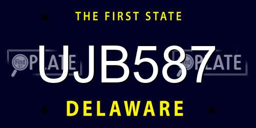 UJB587 Delaware License Plate