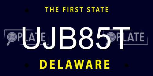 UJB85T Delaware License Plate