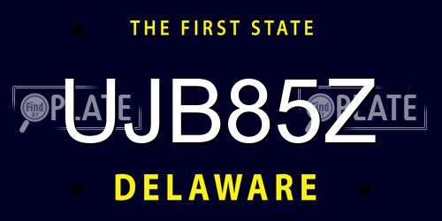UJB85Z Delaware License Plate