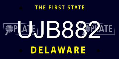 UJB882 Delaware License Plate