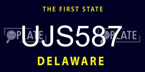 UJS587 Delaware License Plate