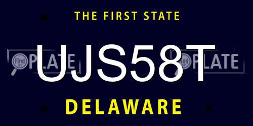 UJS58T Delaware License Plate