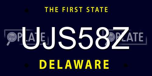 UJS58Z Delaware License Plate