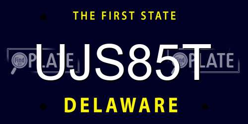 UJS85T Delaware License Plate