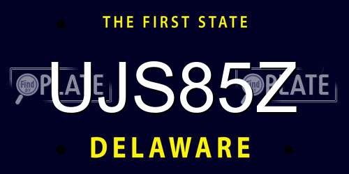 UJS85Z Delaware License Plate