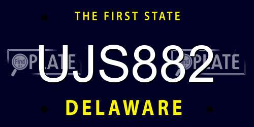 UJS882 Delaware License Plate
