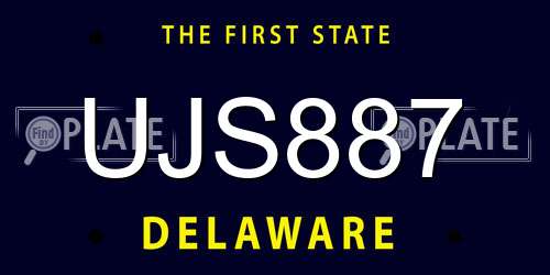 UJS887 Delaware License Plate