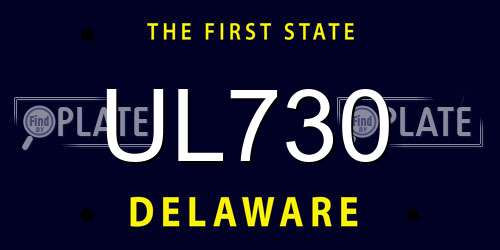 UL730 Delaware License Plate