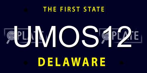 UMOS12 Delaware License Plate