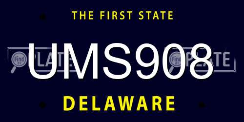 UMS908 Delaware License Plate