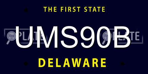 UMS90B Delaware License Plate